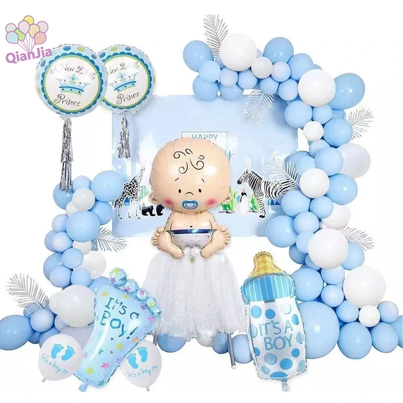 Baby Shower Balloon Arch Garland Kit fóliás léggömbbel