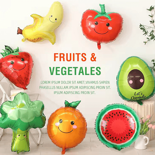 Gyümölcsök és zöldségek fólia lufi