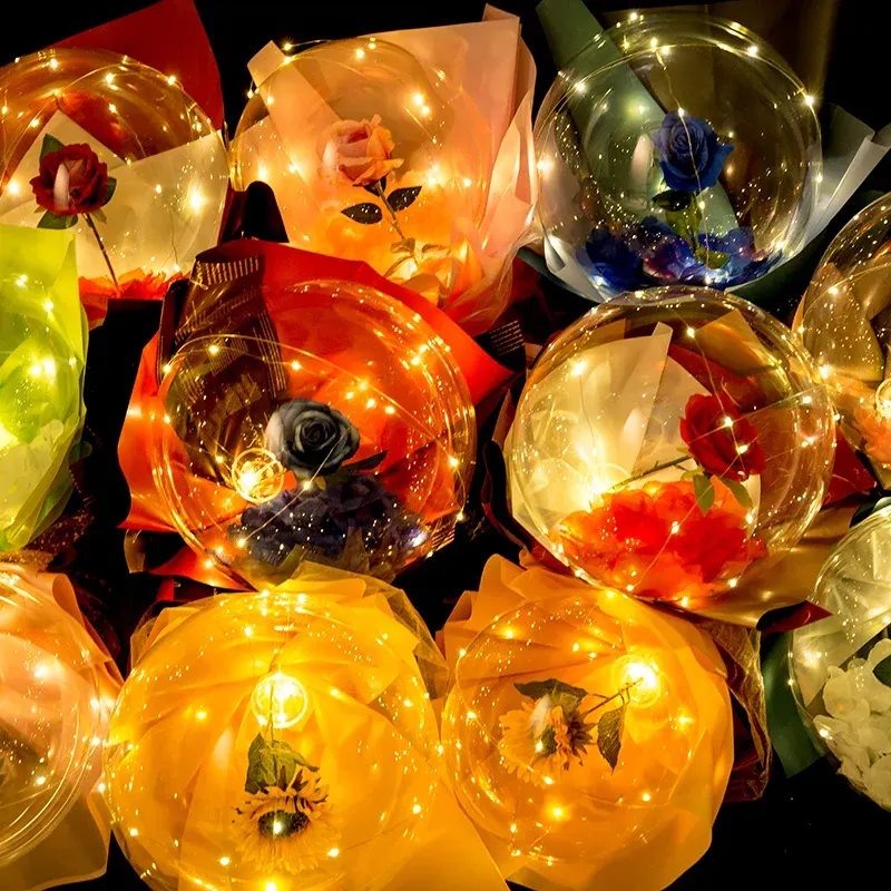 LED rózsa bobo léggömbök