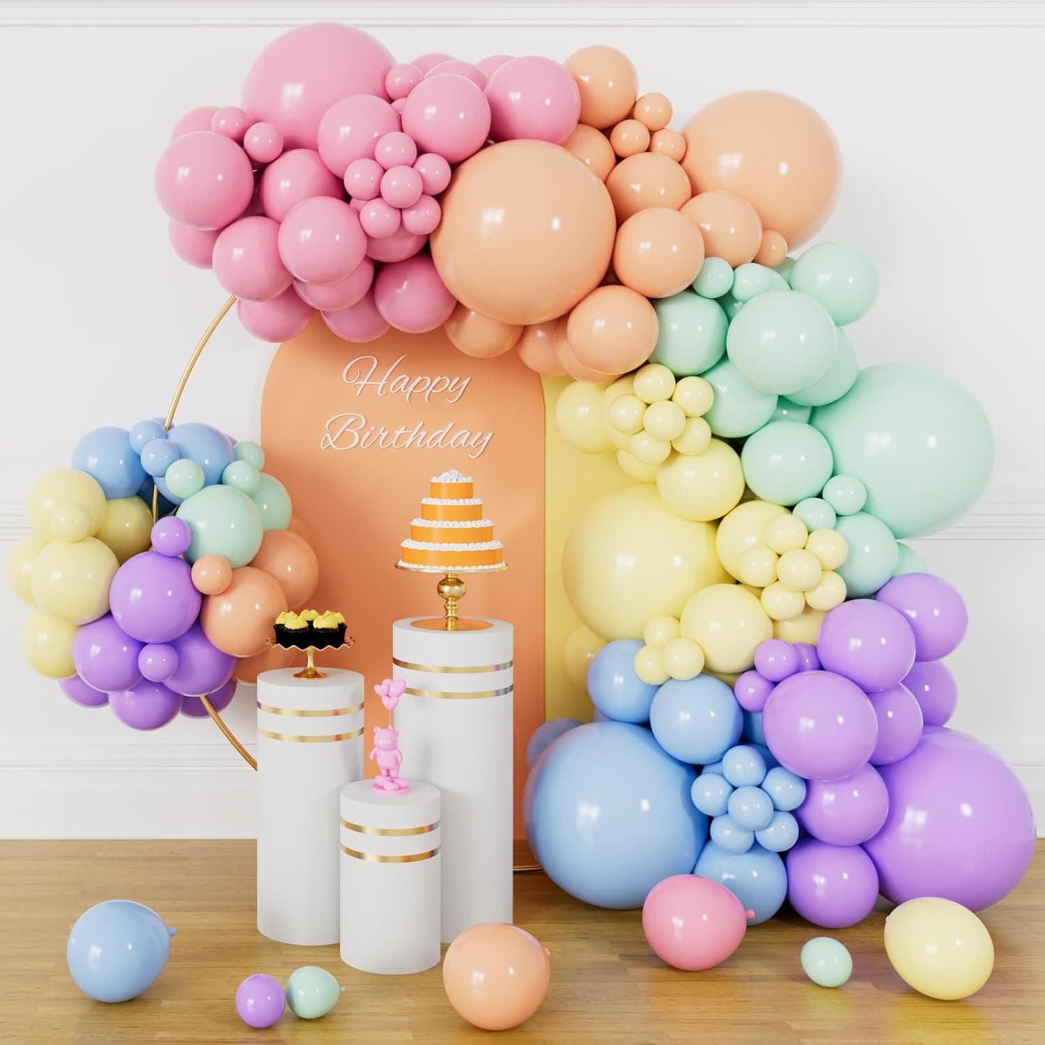 Pasztell szivárvány ballon Garland Arch Kit